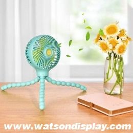 Mini USB Desk Fan Personal Portable Baby Fan with Flexible Tripod Fix on Stroller/Student Bed/Bike USB or Battery Powered Desk