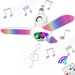 2022 NEW 40W E27 RGB Music Three Leave Fan Shape Folding Light Bluetooth Party Home Smart LED Bulb