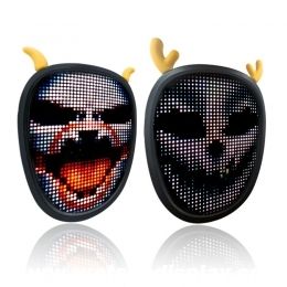 Cool Design Mini LED Light Facemask Programmable Full face Rechargeable App Controlled Party Mask for Halloween