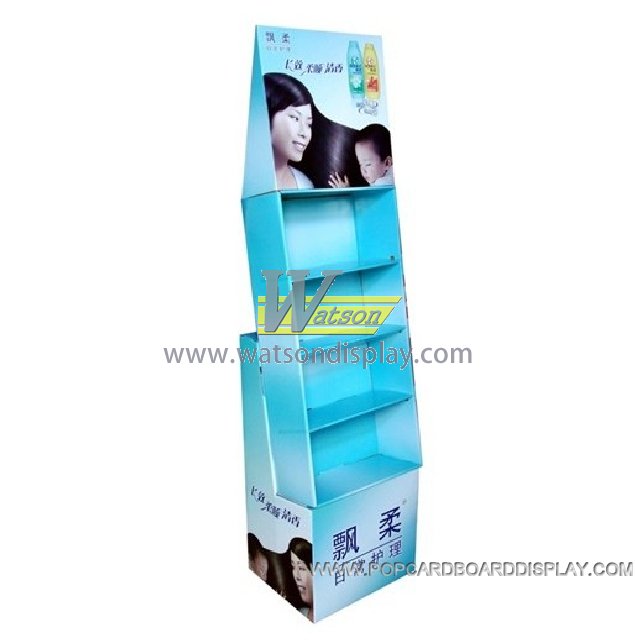 four tiers shampoo promotion display stand in supermarket