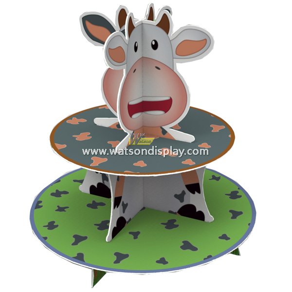 Original Cartoon Cow Design Cardboard Cupcake Stand to Celebrate Festival