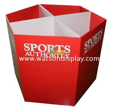 resonable price custom cardboard display dump bin for sports products