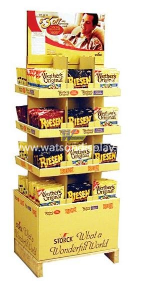 Double cardboard display stands for cookies retail promotions