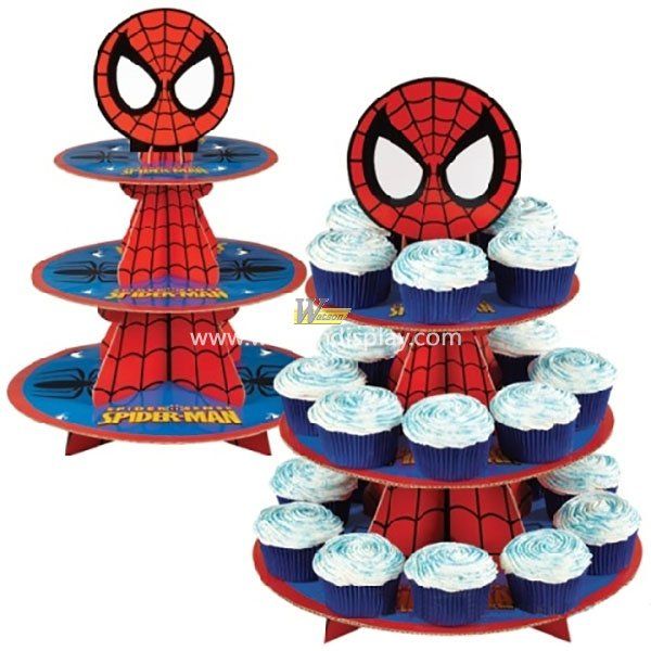 Spiderman modelling cardboard cupcake display stands