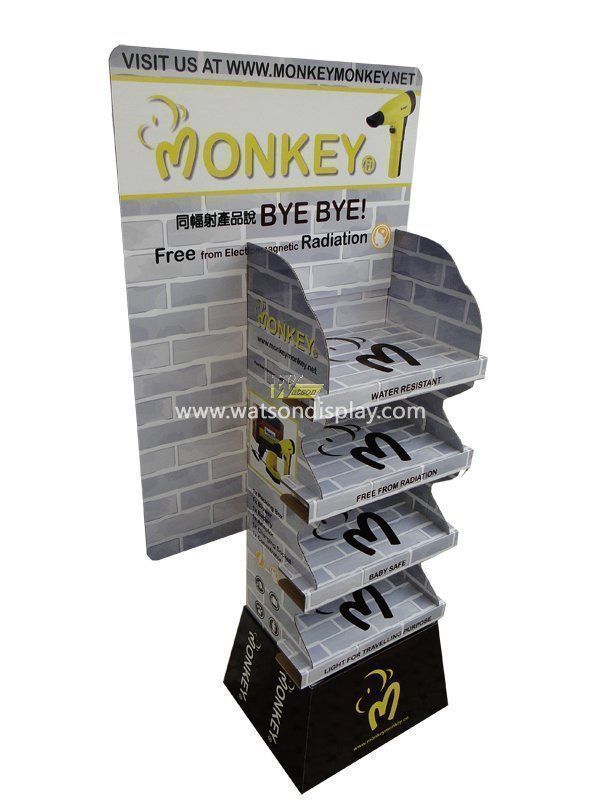 Pop stronger cardboard material floor display stand for hair dryer