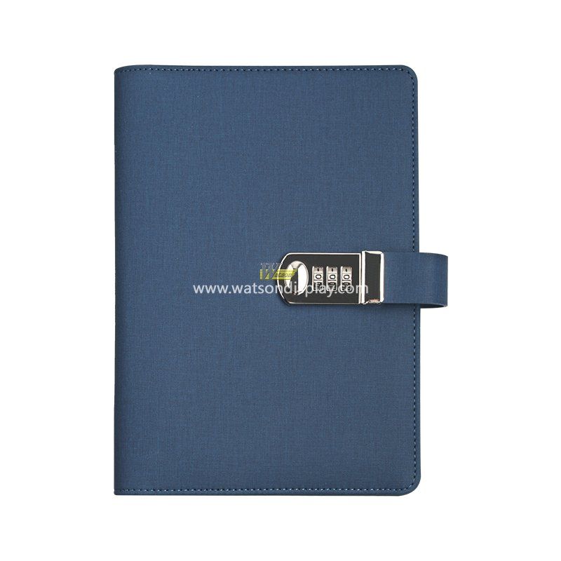 PU leather blue black color notebook diary with power bank gift new business smart business men gifts