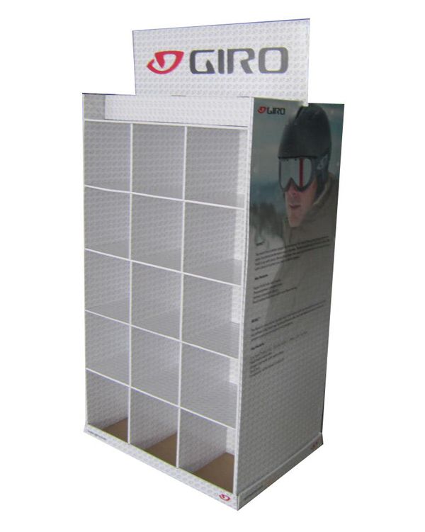 Sydney store retail custom logo compartment cardboard display stand for goggle