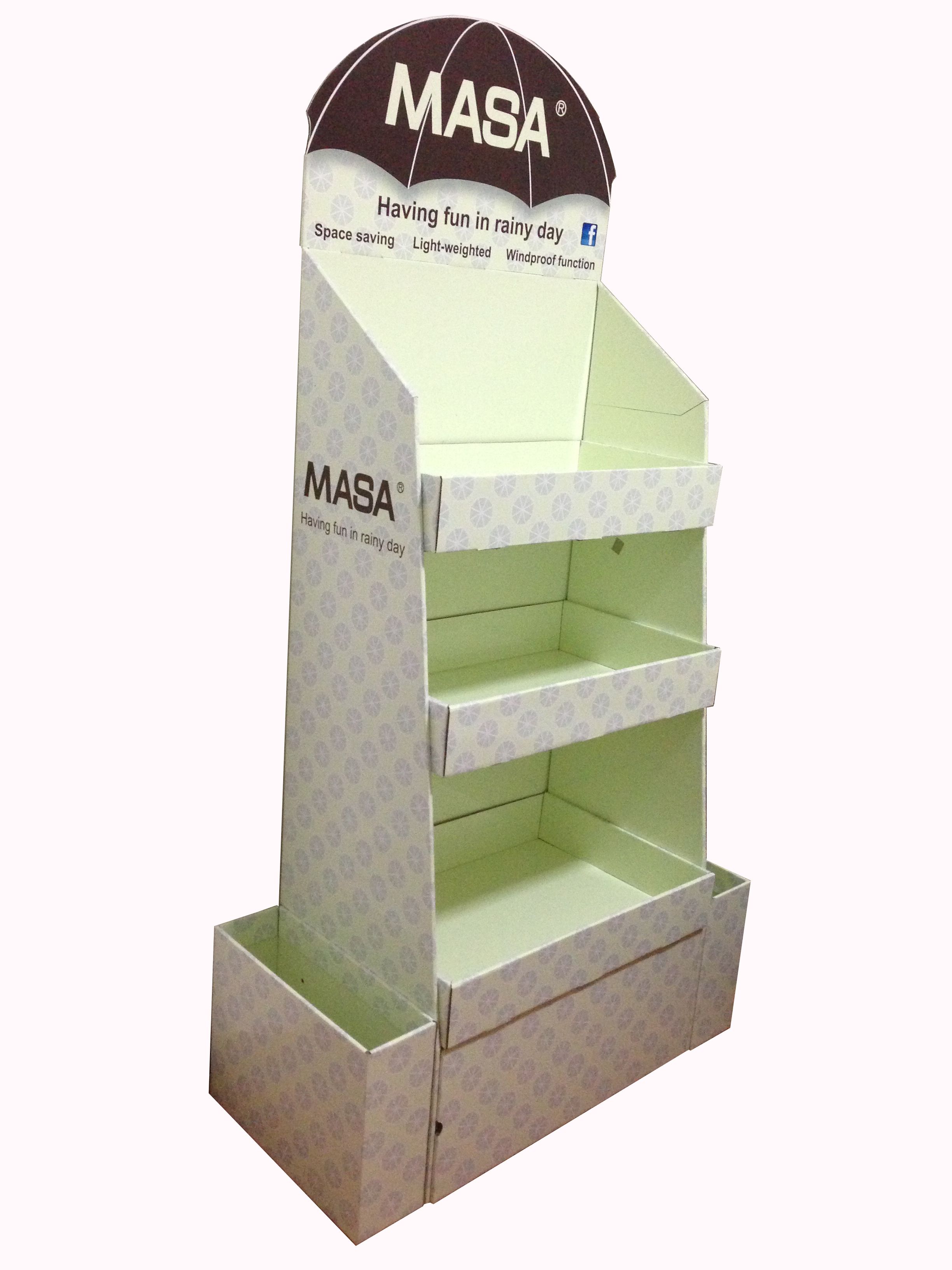 Wholesale paper shelf cardboard display counter stand with side pocket