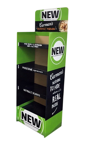 green color customozed floor paper display stand