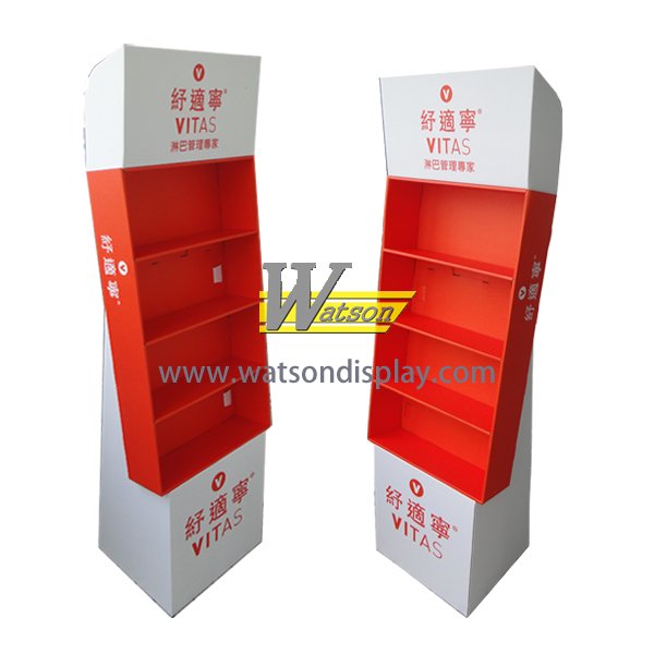 Wholesales promotion cardboard health care medicine floor display shelf 