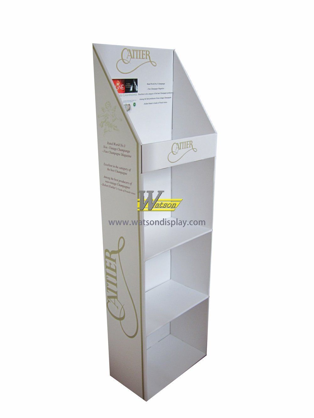 Hot sales handmade cardboard high quality floor display stand for champagne }