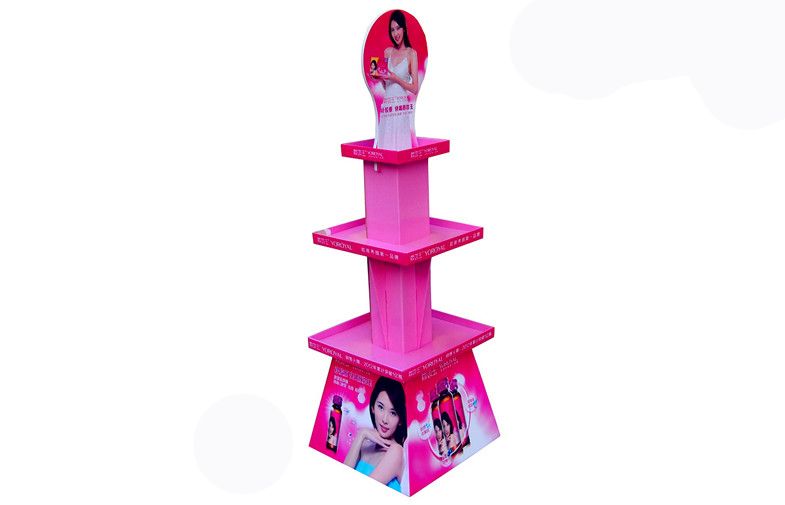 Factory high quality pink cardboard advertising display rack for oral liquid 