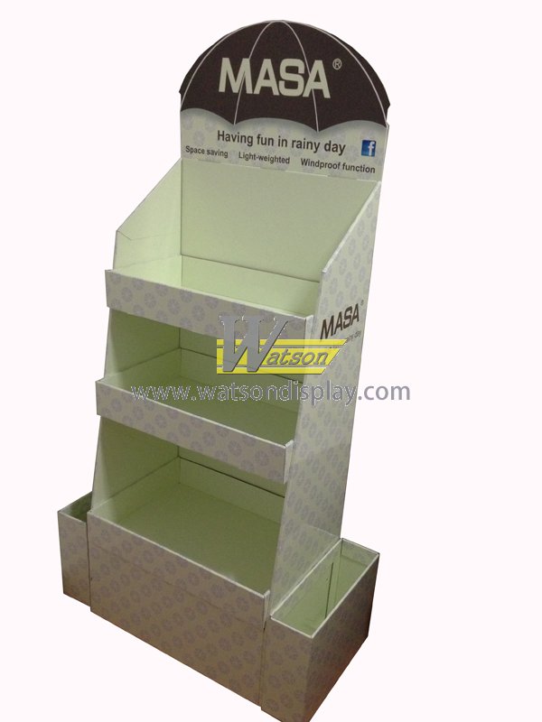 Special custom cardboard tray display stand for umbrella promotion