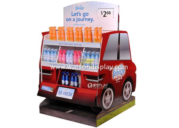 New creative with car structure advertising cardboard display rack for shampoo