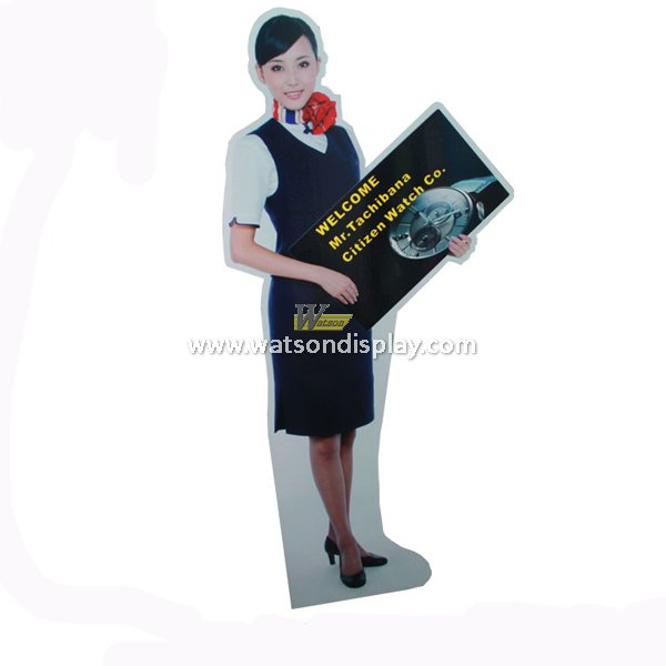 Cardboard floor pop advertising person shaped display for watch promotion